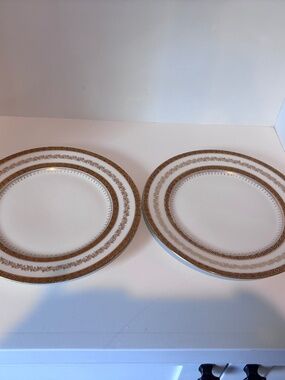 2 rare vintage Limoges porcelain gold rim plates